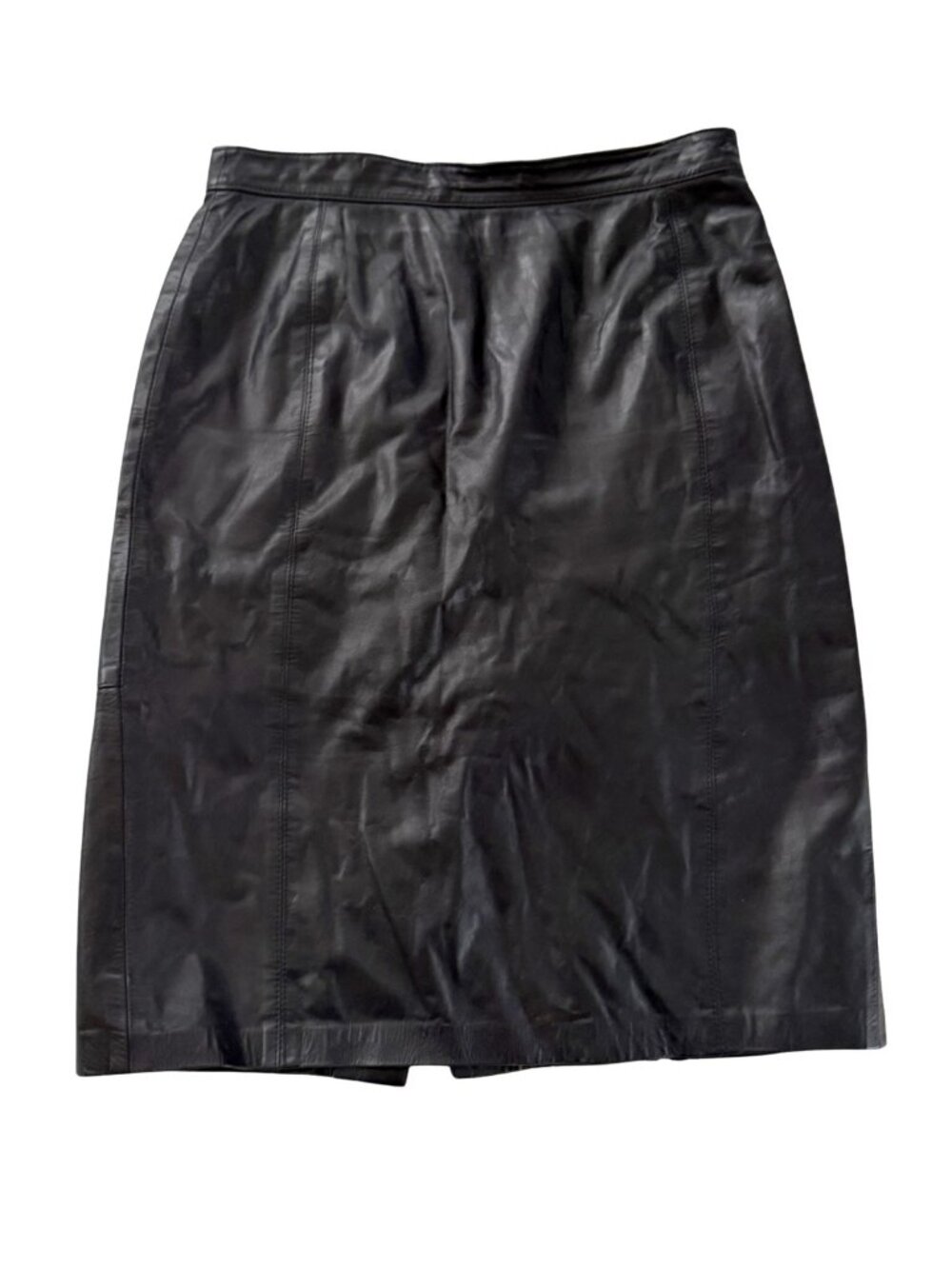 VTG 80s Tiffany's of London Black Leather Pencil Skirt Venture Wear Retro M